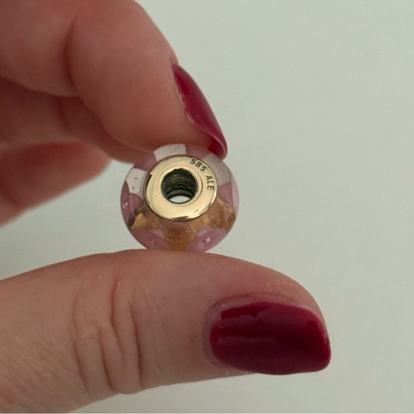 Pandora 14K Yellow Gold Mystic Bead Murano Glass Rare Retired Charm - Picture 4 of 8